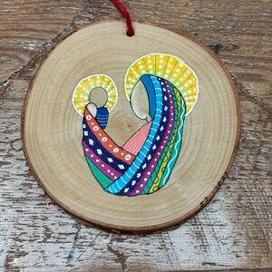 Hand-Painted Nativity Ornament On Wood
